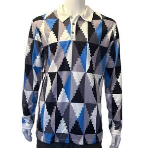 Mens Long Sleeved Blue Pull Over Shirt Large